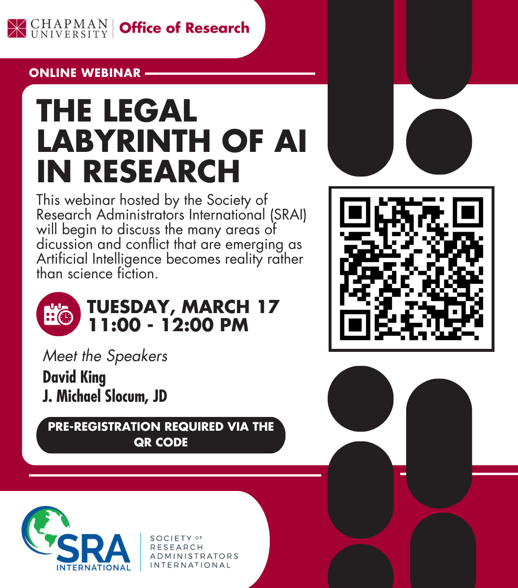 Flyer for the SRAI webinar.