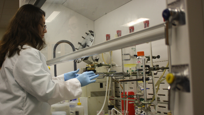 Student conducting research in science lab