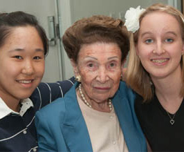 Students with Holocaust survivor
