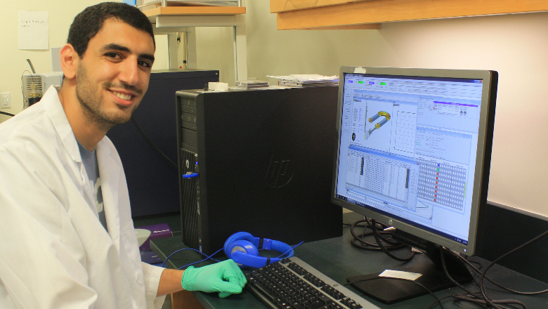 Humam Alkhaled conducing research