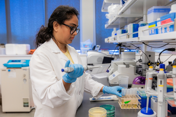 student working in a lab