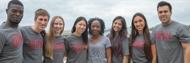 group of  Chapman University students in matching Tshirts