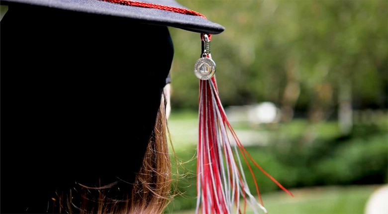 A student wearing a commencement cap
