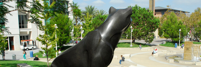 Pete the Panther overlooking Attallah Plaza