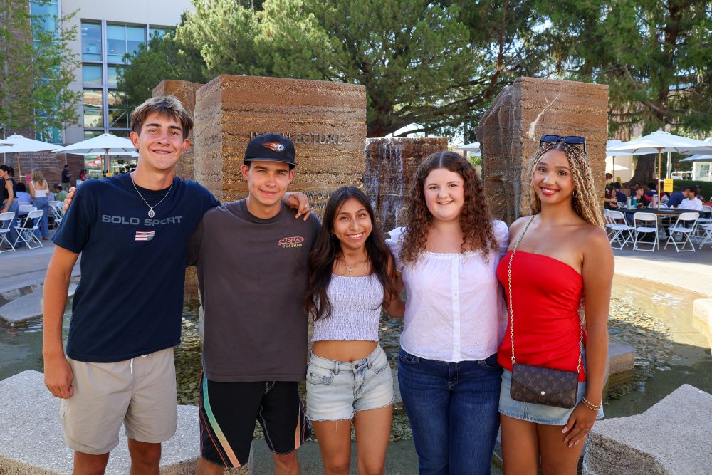 Students and parent at Chapman University event