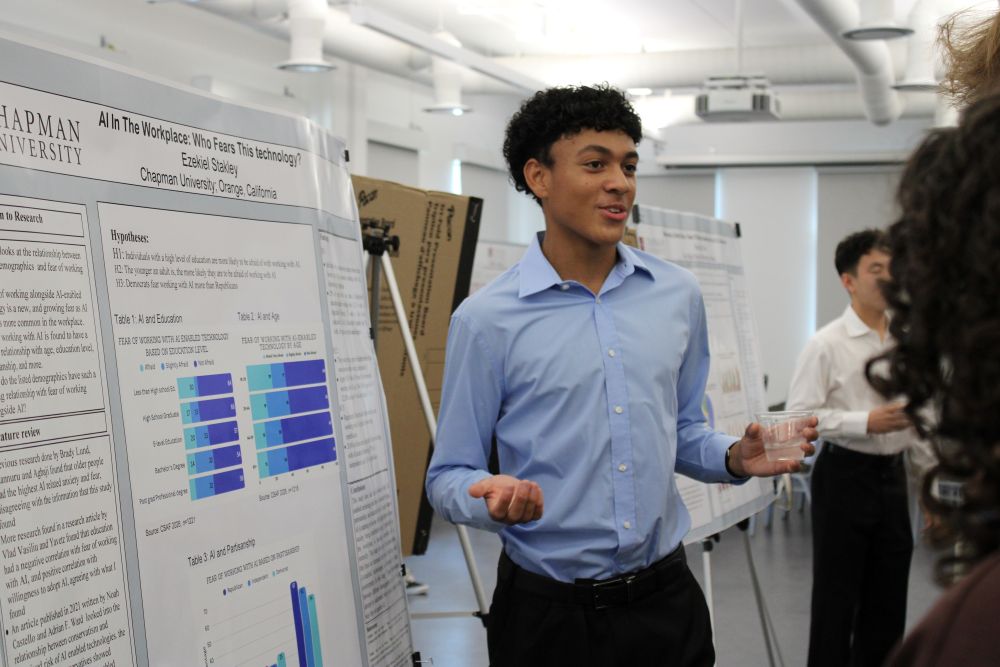 Summer 2026 participant presenting research at the concluding symposium.