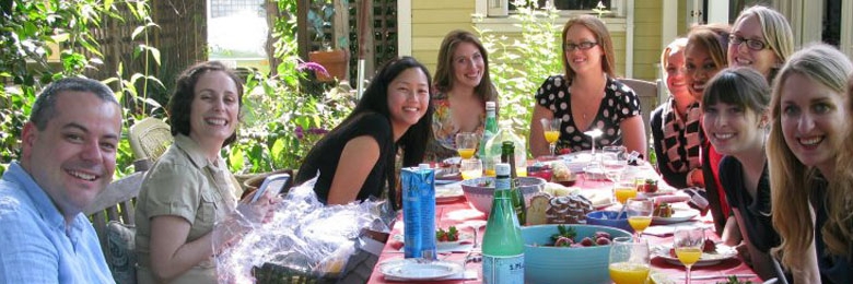 Chapman art history students at a lunch event.